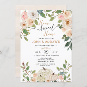 Invitation Fleurs d'automne Citrouille blanc Accueil Sweet Ho