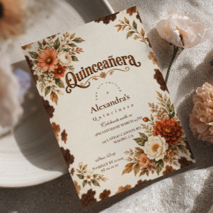 Invitation Fleurs d'automne en cuir de vache occidentale Quin