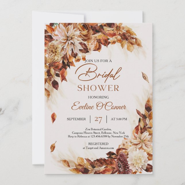 Invitation Fleurs d'automne et d'automne modernes feuille cou (Devant)