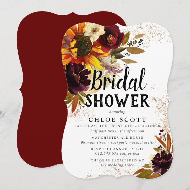 Invitation Fleurs d'automne et Fête des mariées d'or (Devant / Derrière)