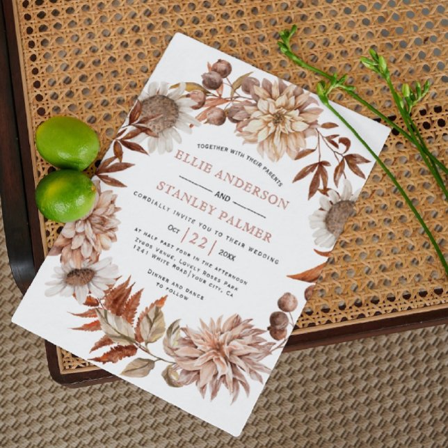 Invitation Fleurs d'automne et mariage de automne de couronne (Créateur téléchargé)
