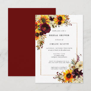Invitation Fleurs d'automne Fête des mariées Rose de tourneso