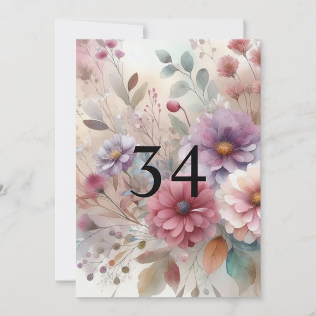 Invitation Fleurs d'automne feuilles aquarelle texte calligra (Devant)