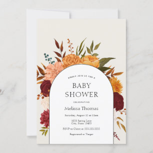 Invitation Fleurs d'automne, mamans et Baby shower d'arche de
