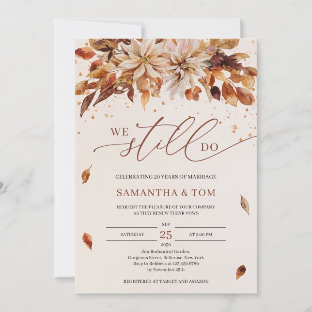 Invitation Fleurs d'automne Orange Marigold Nous Faisons Enco (Devant)