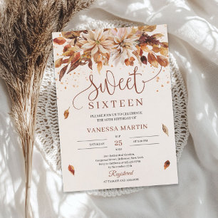 Invitation Fleurs d'automne Orange Marigold Sweet sixteen