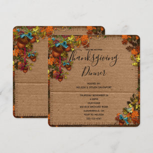 Invitation Fleurs d'automne rustiques et dîner de Thanksgivin