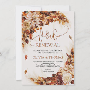 Invitation Fleurs d'automne tendance et renouveau voeu feuill