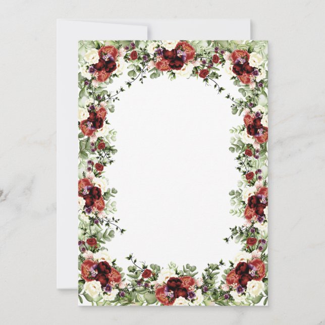 Invitation Fleurs d'automne Terracotte Crème Bourgogne floral (Devant)