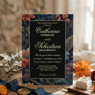 Invitation Fleurs d'automne vintages sur Mariage de texture d