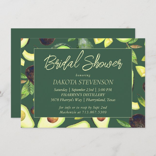 Invitation Fleurs d'avocatier | Salle de mariage rustique ver (Devant / Derrière)