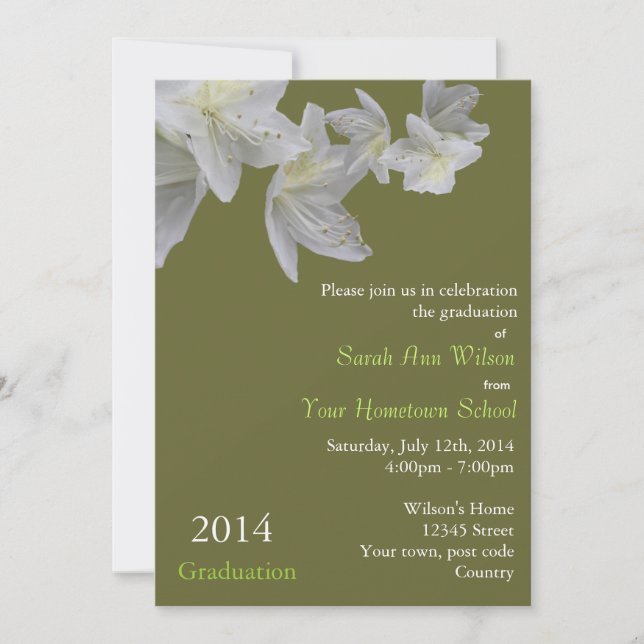 Invitation Fleurs d'azalée blanches élégantes pour la remise  (Devant)