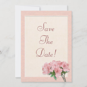 Invitation Fleurs d'Azalée Roses & Cadre Enregistrer La Date