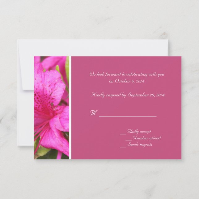 Invitation Fleurs d'azalée roses RSVP mariages (Devant)