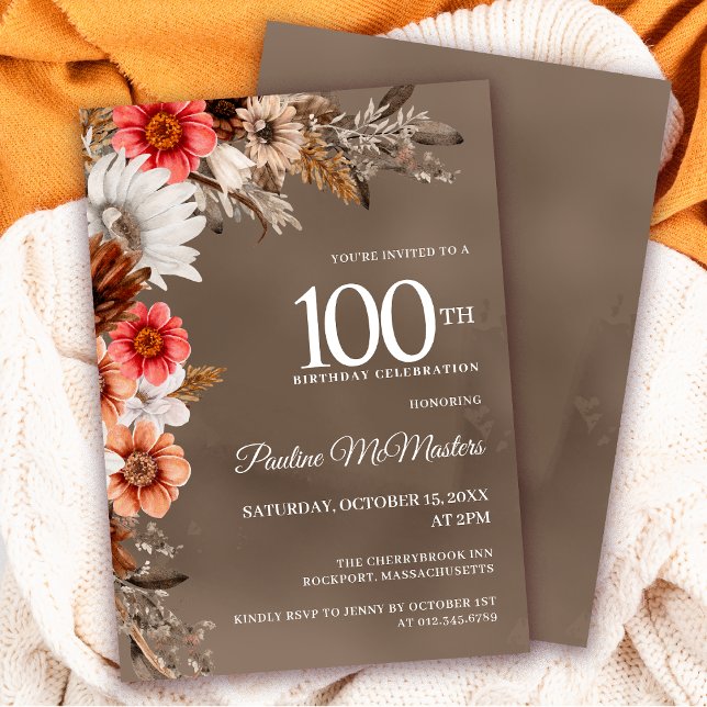 Invitation Fleurs de automne neutres florales blanches 100e a (Need a matching fall Welcome Sign? Message me!)