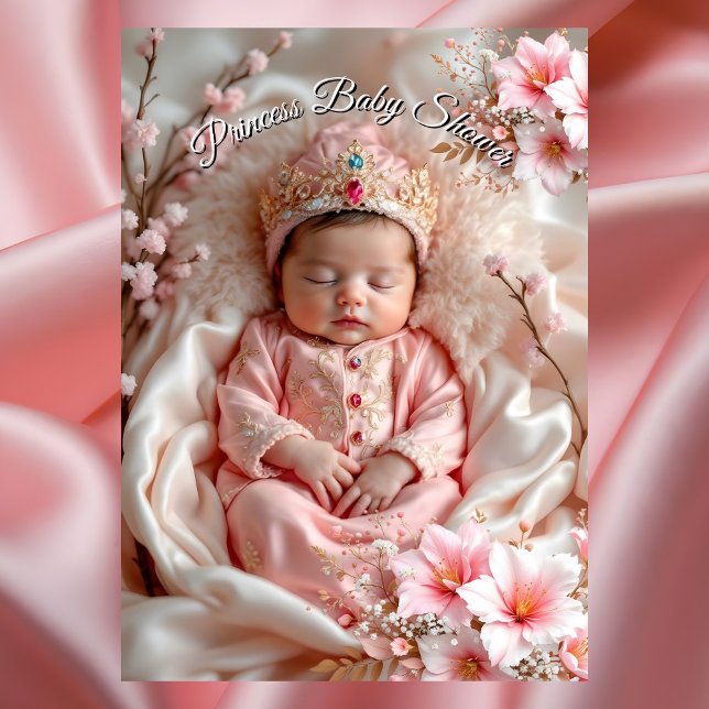 Invitation Fleurs de Baby Shower Fille Rose Princesse (Créateur téléchargé)