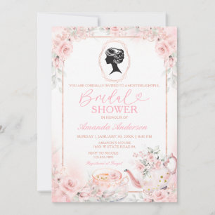 Invitation Fleurs de Baby Shower Romantique Vintage Tea Party