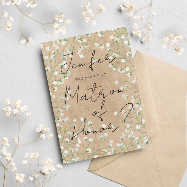 Invitation Fleurs de Babys Breath Serez-vous ma dame d'honneu (Créateur téléchargé)