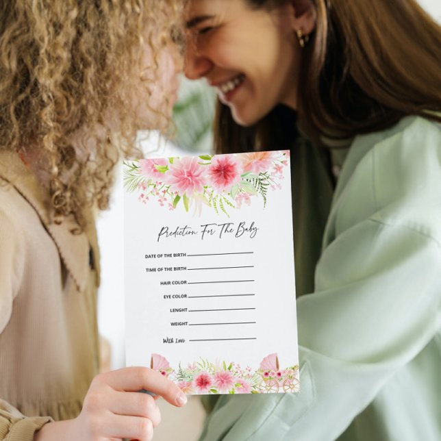 Invitation Fleurs de bébé Baby shower prédictions pour bébé (Créateur téléchargé)