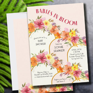 Invitation Fleurs de bébé en fleurs Arc doré Jumeaux Baby Sho