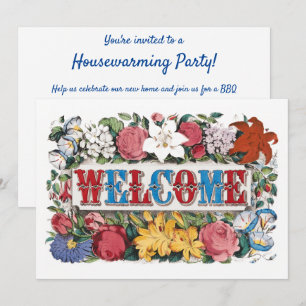 Invitation Fleurs de BIENVENUE Vintage Fête de pendaison de c