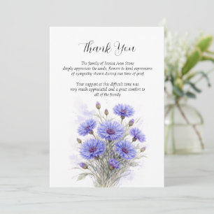 Invitation Fleurs de bleuets Sympathie Fleurs Funéraire Merci
