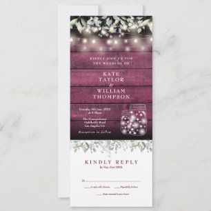 Invitation Fleurs de bois rouge Pots Mason Tout En Un Mariage