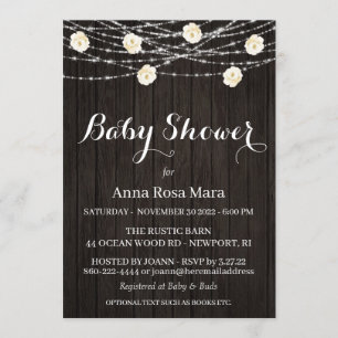 Invitation *~* Fleurs de bois rustique Lumière Baby shower Ro