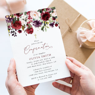 Invitation Fleurs de Bourgogne, Fleurs Roses, Bohème, Confirm