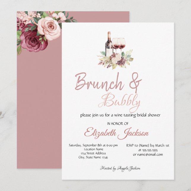 Invitation Fleurs de Bourgogne Raisins de Vin Enterrement de  (Devant / Derrière)