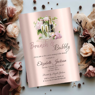 Invitation Fleurs de brunch et de bulles Collier de perles p