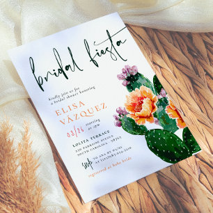 Invitation Fleurs de Cactus Couleurs Vives Fiesta Enterrement