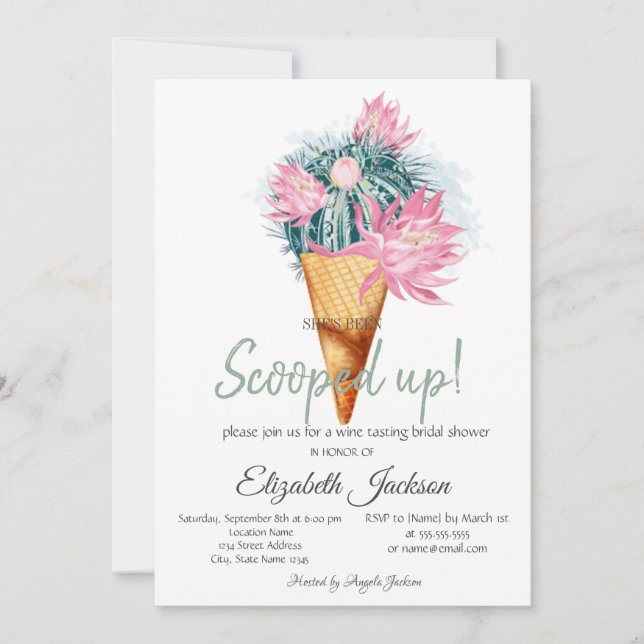 Invitation Fleurs de cactus de glace de mariage  (Devant)