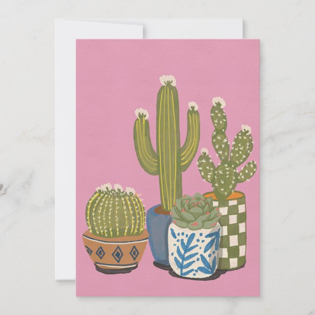 Invitation Fleurs de cactus rose (Devant)