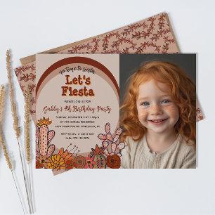 Invitation Fleurs de cactus Whimsical Retro Fiesta Enfant Ann