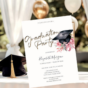 Invitation Fleurs de cap de graduation Votre photo de remise
