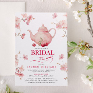 Invitation Fleurs de cerises roses et rouges Douche à thé nup