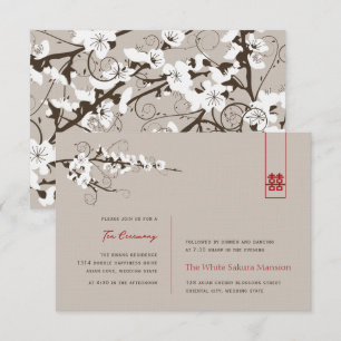 Invitation Fleurs de cerisier blanc Réception de mariage asia