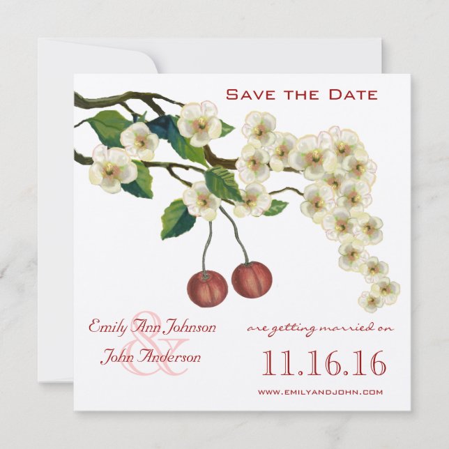 Invitation Fleurs de cerisier Branche Save the Date (Devant)