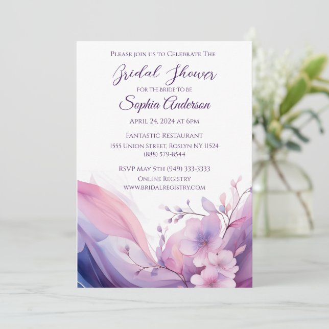 Invitation Fleurs de cerisier d'aquarelle- Fête des mariées- (Debout devant)