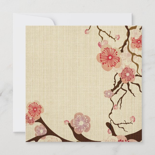 Invitation fleurs de cerisier en fleurs vintage (Devant)