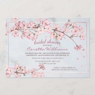 Invitation Fleurs de cerisier encadrent un Shower de mariage