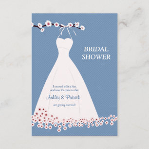 Invitation Fleurs de cerisier et robe de mariage sur la polka