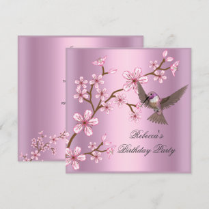 Invitation Fleurs de cerisier rose asiatique d'anniversaire O