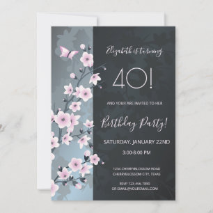 Invitation Fleurs de cerisier rose Dusky Personnalisé Anniver