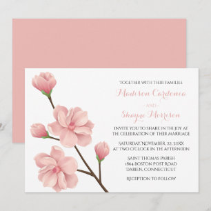 Invitation Fleurs de cerisier rose florales Mariage de printe