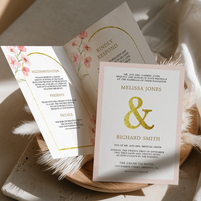 Invitation Fleurs de Cerisier Rose Foncé Code QR Mariage Flor (Créateur téléchargé)