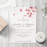 Invitation Fleurs de cerisier rose mariage romantique à fleur<br><div class="desc">Une faire-part de mariage florale contemporaine et élégante,  avec une belle illustration de fleurs de cerisier rose pâle et délicate,  complétée par une calligraphie gris foncé et des polices serif pour un look romantique mais moderne.</div>