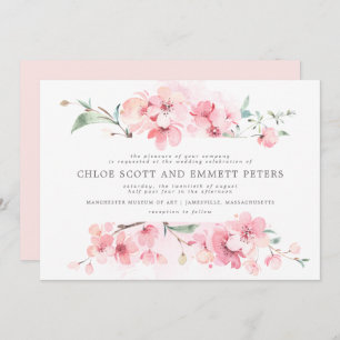 Invitation Fleurs de cerisier rose vif moderne Mariage floral