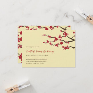 Invitation Fleurs de cerisier rouge Sakura Mariage asiatique